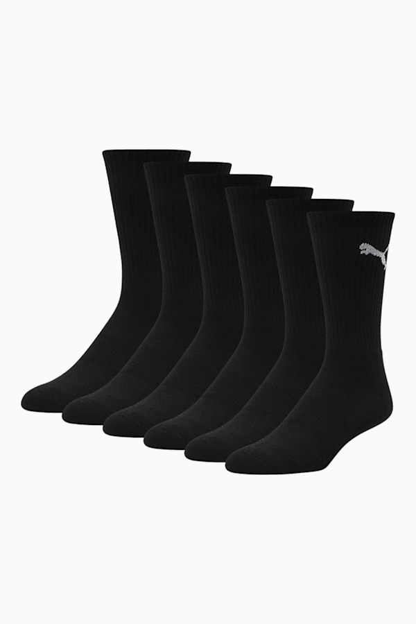 Men's Half-Terry Crew-Length Socks [3 Pairs], BLACK / WHITE, extralarge